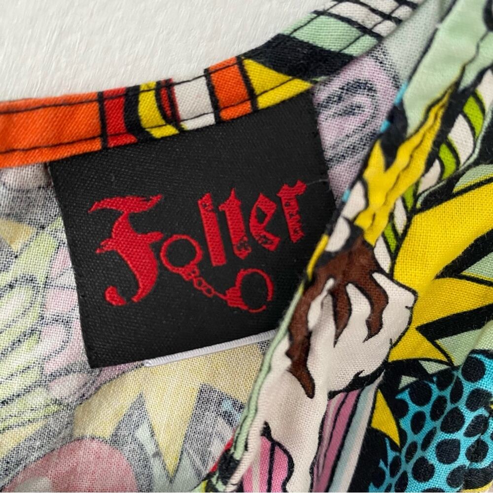 ModCloth Folter Good Enough To Eat Fit Flare Colorful Graphic Print Dress Medium - Picture 9 of 9